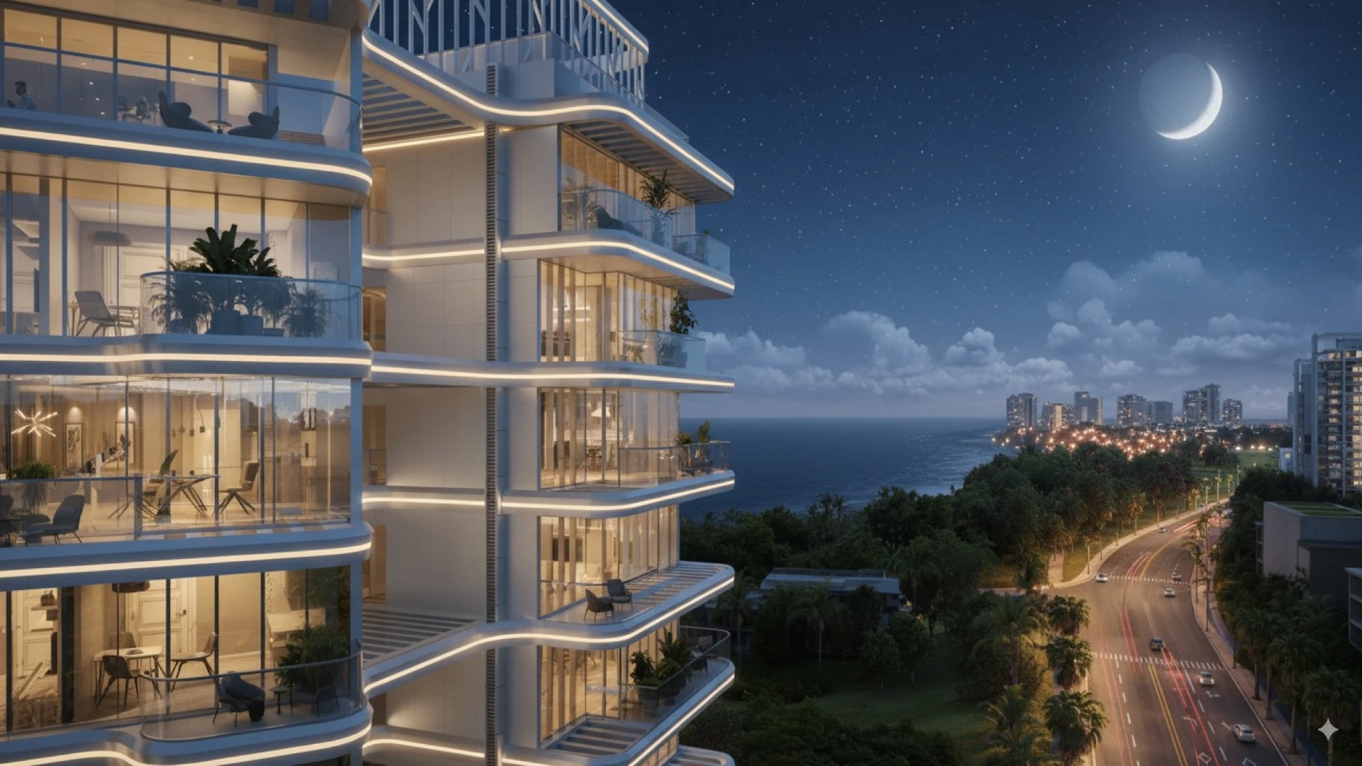 Luxury building at night